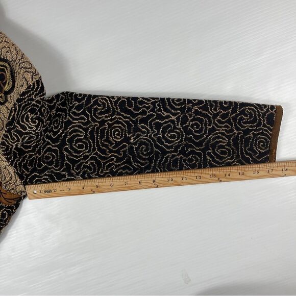 Yak Magik Jacket Embroidered Beaded Silk Women's Size S Blanket Coat Black Tan - Picture 10 of 10